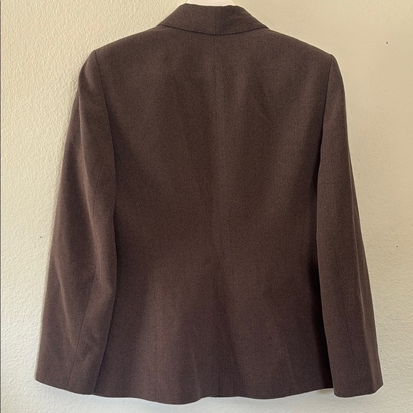 Le Suit Petite Straight Leg One Button Pant Suit Brown 4P - Picture 5 of 13